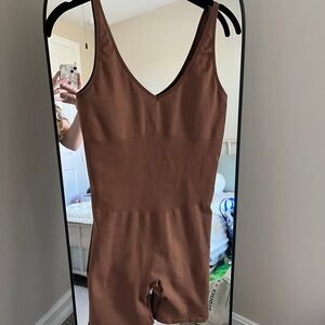 PINK Victoria’s Secret Brown Sleeveless Romper Unitard